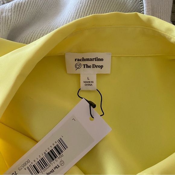 NWT The Drop Rachmartino Lemon Pastel Yellow Heart Shaped Button Down Shirt: L - Picture 9 of 12